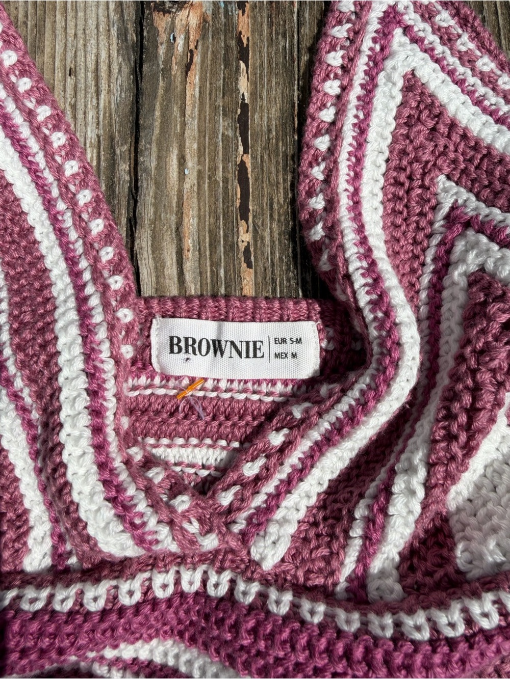 Boho Crochet Halter Knit Tank Top – Purple & White Striped - Picture 2 of 3